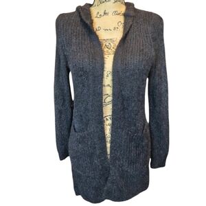 No Boundaries Open Front Hood Black Cardigan